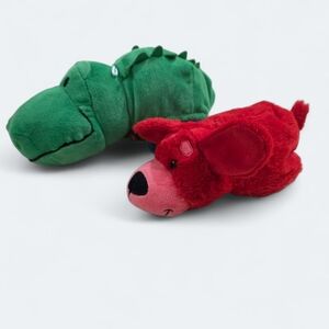 Flip-a-zoo Set Of 2 Plush Toys Reversible Stuffed Animals Dog Crocodile Bears